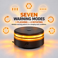 Lampe de signalisation LED rechargeable 25W 12/24V, clignotante, rotative, à double rangée, visibilité à 360°, IP67, couleur ambre
