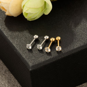 गर्म बिक्री 1.2/1.6 मिमी पिन इयररिंग्स में 18k सोने के प्लेटिंग टाइटेनियम गहने शरीर में जिरकॉन टाइटेनियम के साथ कोई फीका नहीं - Product Image 5