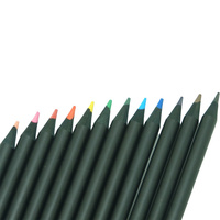 Ensemble de crayons en bois de 12 couleurs en gros, hexagonaux et ronds, dans une boîte en papier, couleur noire, pour l'art et l'artisanat
