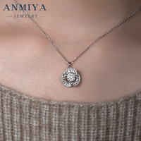 Elegante Collar con Colgante de Halo en Espiral de Plata 925 con Moissanita para Aniversario, Boda, Fiesta, Uso Diario, Regalo de Joyería