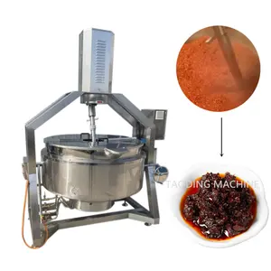 large output gas heating rotary stirring pot double jacketed kettle with mixer machine for making jam of tomato