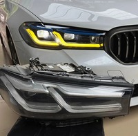 Feux avant HETOP G30 2017-2023 Série 5 Version bicolore Jaune et Blanc Mise à niveau LED DRL Phare Lentille laser Style pour BMW