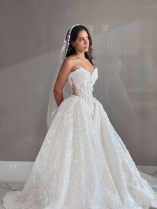 Eleganti abiti da sposa a sirena bianca abiti da sposa perline Applique in pizzo nigeriano abito da sposa Robe De - Product Image 5