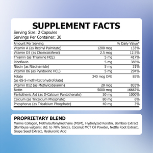 Highly Effective Beauty Glow Formula Collagen Biotin Capsules Vitamins <b>Supplement</b> for Strong Nails Enhance Antioxidant Capsules - Product Image 2