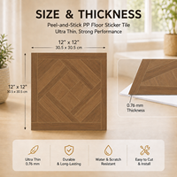 Carrelage de sol en bois PP brun sur mesure, 0,76 mm, autocollant adhésif, facile à poser