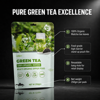 Pochette d'emballage en aluminium biodégradable, résistante à l'humidité, imprimée sur mesure, réutilisable, pour poudre de café et thé