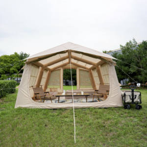 Tenda <span class=keywords><strong>da</strong></span> <span class=keywords><strong>Campeggio</strong></span> Gonfiabile Grande 13mq Colore Kaki, Tenda Invernale con Uscita per Camino - Product Image 3