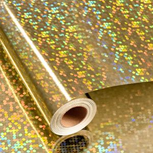 Holographic Wrapping <b>Paper</b> <b>Roll</b> 17 In X 32.8 Ft Gold Dots Metallized <b>Paper</b> For Gift <b>Wrap</b> - Product Image 1