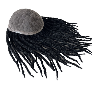 Extensiones de Cabello Humano Virgen Brasileño # Postizo de Cabello Afro Trenzado de 14 Pulgadas, Color Negro Azabache, con Encaje Completo <span class=keywords><strong>para</strong></span> Hombres Negros - Product Image 2