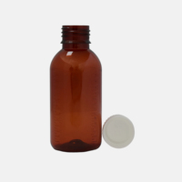 Bouteille PET liquide orale 120ML pour sirop contre la toux avec ligne à quatre échelles Bouteille en plastique de haute qualité Couleur et logo personnalisés