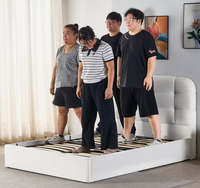 Lit King Size Moderne Minimaliste en Tissu, Grand Lit de Luxe Blanc Sherpa pour Chambre Parentale, Lit Double Modulaire Doux pour Appartement et Hôtel