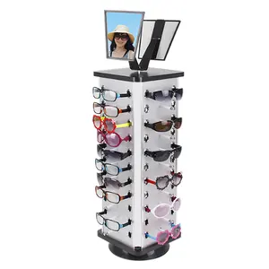 Optical Shop Metal Eyeglass Display Rack Floor Eyewear Frame Display Stand Removable Rotating Sunglasses Display Stand