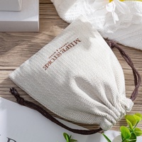Sac à Cordon Recyclable Style Minimaliste en Coton et Lin avec Motif Chevrons pour Bijoux et Protection Contre la Poussière