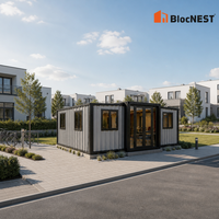 Maison conteneur extensible BlocNEST, bungalow préfabriqué modulaire avec aménagement flexible pour la vie de famille et les vacances