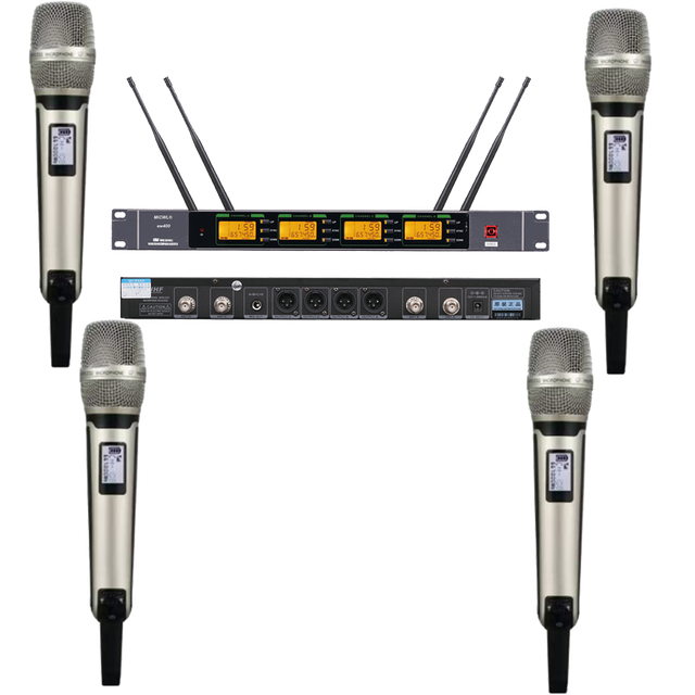 ULXD4Q 4-Channel Digital Wireless Microphone System with 4 SKM9000 Handheld Transmitters Capsules 24-bit Audio AES Encryption
