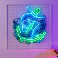 Enseigne lumineuse LED néon personnalisée pour publicité extérieure, poisson marlin, ancre, pop art, signalisation 3D pour la décoration de la maison