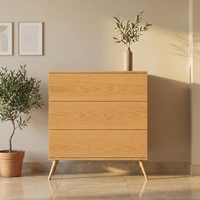 Commode de style Mid-Century Modern à 3 tiroirs, sans poignées, avec pieds coniques, meuble console pour salon, commande en gros, fournisseur OEM
