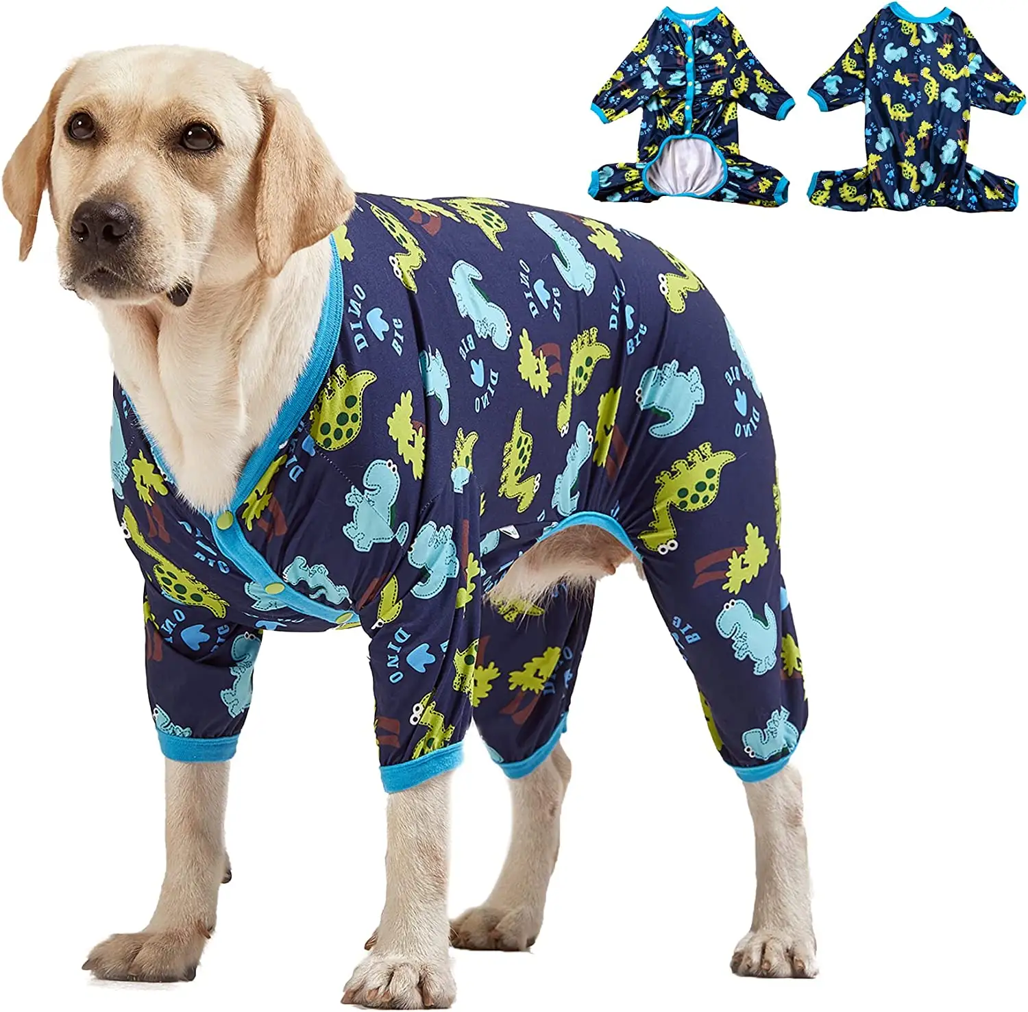 Dog Clothing For Large Dogs: Dinosaur In The Jungle Print Lightweight Stretchy Knit Pullover Puppy Pajamas Large Dog Onesie.