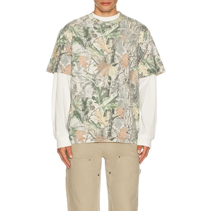 T-shirt camouflage surdimensionné personnalisé en coton épais pour homme – Vente en gros - Product Image 2