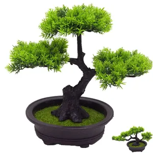 PSS01 Faux Plastic Small Potted Old Guest-Greeting Pine Trees Artificial Thuja Tree for Home Desktop Decoration