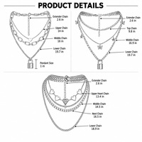 Ensemble de 3 colliers superposés couleur argent, pendentifs cœur, papillon et cadenas, chaînes réglables, bijoux punk pour femmes et filles, cadeau