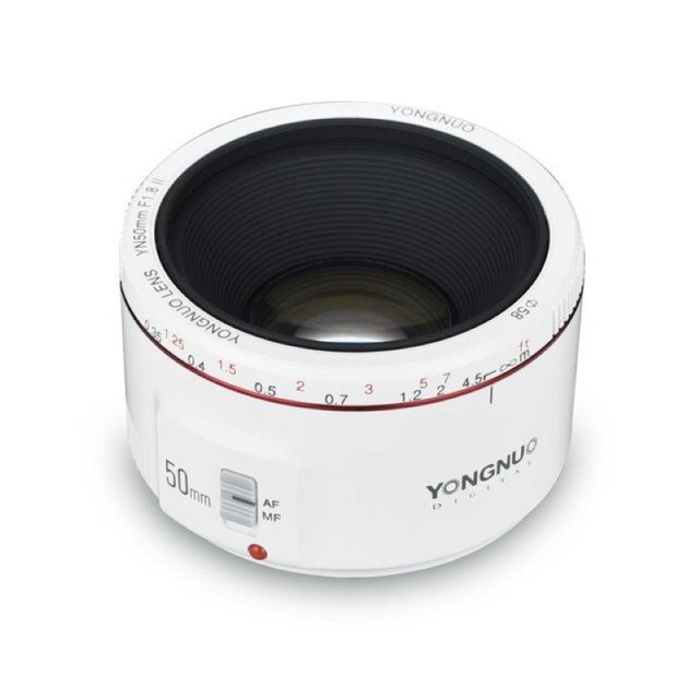 Yongnuo YN 50mm F1.8 II 2nd Generation White for Canon EF Mount Auto Focus Small Phlegm Lens & Lens Accessories