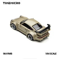 Modèle de voiture miniature TimeMicro TM 1:64 en métal moulé sous pression, édition Beige Auto Show, RWB 964