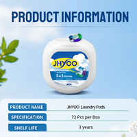 JHYOO Capsules de lessive jetables grande capacité haute concentration 72 billes antibactériennes parfum Rose Raisin 5 compartiments Super