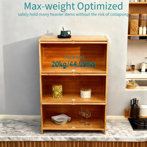 Espositore Autoportante in Bambù con 3 Ante Ribaltabili in Acrilico per Organizzazione e Dispensa - Product Image 3