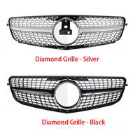 Grille avant diamantée style GT R pour Mercedes Benz W205 Classe C C250 C300 C350 Sports 2015-2018 avec trou pour caméra