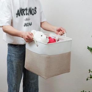 Midmmvick 13x13 inch Trắng vải màu be lưu trữ Cubes 4 gói lớn ráp Cube tổ chức dây cho nhà lưu trữ hộp - Product Image 6