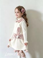 Setelan gaun wol anak-anak musim dingin/musim gugur untuk anak perempuan - gaun pullover bergaya kartun kelinci untuk anak perempuan kecil.