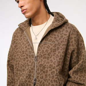 Sudadera con capucha para hombre con logotipo personalizado, holgada, de gran tamaño, lavada con ácido, algodón, diamantes de imitación, pantalla de seda, sudaderas con capucha lavadas y cremallera digital para invierno - Product Image 3