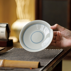 Guanlan Ice Glaze Hand-painted Double-line Ceramic Teapot Stand Round Porcelain Dry Brewing Tray <b>Tea</b> <b>Set</b> Accessory - Product Image 2