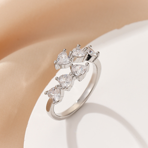 1,8 ct herzförmiges Ehering Cluster Ring Einzigartiges Birnen labor Diamant band für Frauen Zierliches Stapeln Versprechen Ring 18K Schmuck - Product Image 1