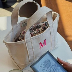 Custom Embroidery Logo <strong>Small</strong> Beige <strong>White</strong> Women Reinforced Handle Cotton Canvas Shopping Tote <strong>Bag</strong> - Product Image 5