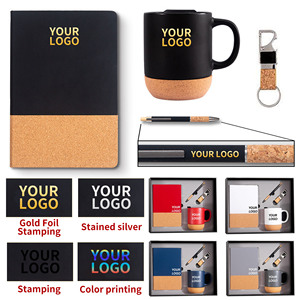Customized logo Corporate Gift Set - Cork-bottomed <b>Ceramic</b> Cup Notebook <b>Pen</b> Keychain - Suitable for Promotion Gift Set - Product Image 2