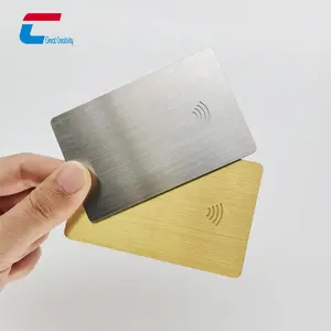 Tarjeta de Crédito de Metal en blanco de alta calidad, artesanía, efecto de dibujo de alambre con chip de contacto, banda magnética para control de acceso/regalo/pago