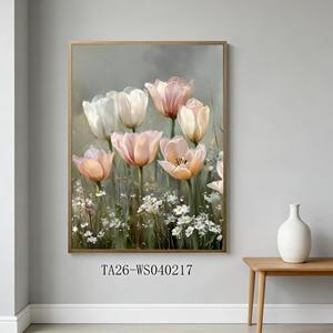 Quadro su Tela Incorniciato con Fiori <span class=keywords><strong>di</strong></span> Tulipano Romantici per Camera da Letto e Soggiorno - Product Image 1