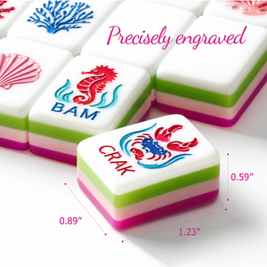 Jeu de Mahjong Américain Côtier, 160 Pièces, Tuiles Acryliques Roses à 4 Couches, Design Peint à la Main Inspiré de l'Océan, Marque Privée OEM - Product Image 1