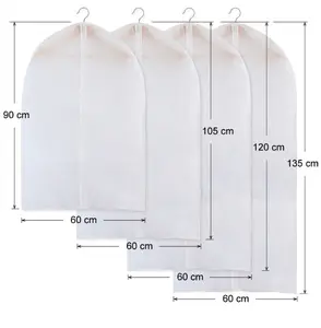PEVA Sturdy Suit Bags Dust and Water Proof Garment Cover with Full Strong Zipper Clear Clothes Dust Cover