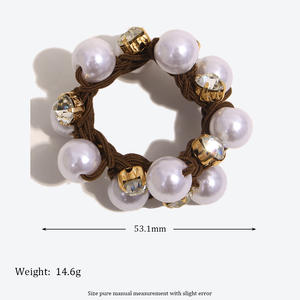 ยางรัดผมประดับเพชรและมุกสำหรับผู้หญิงและเด็กผู้หญิง, ยางรัดผมแบบยืดหยุ่น, ที่รัดผมแบบยืดได้สำหรับผมหางม้าและผมมวย - Product Image 2