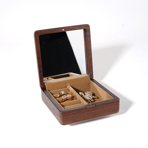 Boîte à bijoux en bois avec miroir et insert en velours, organiseur de bijoux, rangement pour boucles d'oreilles, bagues, bracelets, colliers pour femmes et filles - Product Image 5