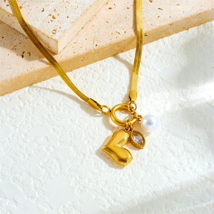 Vendita calda temperamento da donna gioielli di moda oro acqua ristenza cuori archi removibile ciondolo ciondolo in acciaio inox collana - Product Image 2