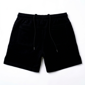 Shorts unisexes en coton et polyester noir, coupe classique, extensibles, légers, respirants, séchage rapide, durables, pour adultes - Product Image 1