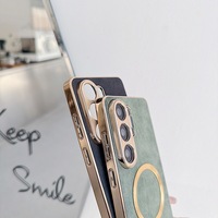 Coque de téléphone PC à anneau magnétique pour S25 Ultra, antichoc, texture tissu, avec cadre de protection d'objectif