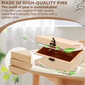 Caja <span class=keywords><strong>de</strong></span> Madera <span class=keywords><strong>de</strong></span> Pino Personalizada, Sin Acabado, Sin Pintar, con Tapa con Bisagras, para Manualidades, Venta al Por Mayor - Product Image 5