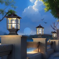 Lampe solaire LED à brancher pour poteau de portail, pilier, cour, jardin, en alliage d'aluminium, IP33, abat-jour en verre, garantie 8 ans