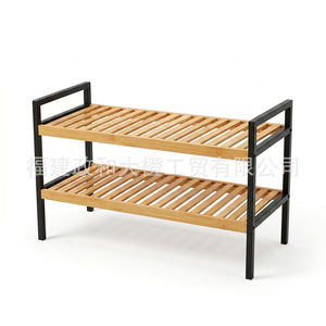 Big Orange Double Layer Bamboo <b>Shoe</b> Rack 27.55in X 15.74in <b>Space</b> <b>Saving</b> Home <b>Storage</b> Shelf - Product Image 5