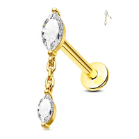 16G ASTM F136 Titane Fine Jewelry Filetage Interne 3 Fleur CZ Pave Lip Labret Stud Piercing Body Fashion Piercing Jewelry